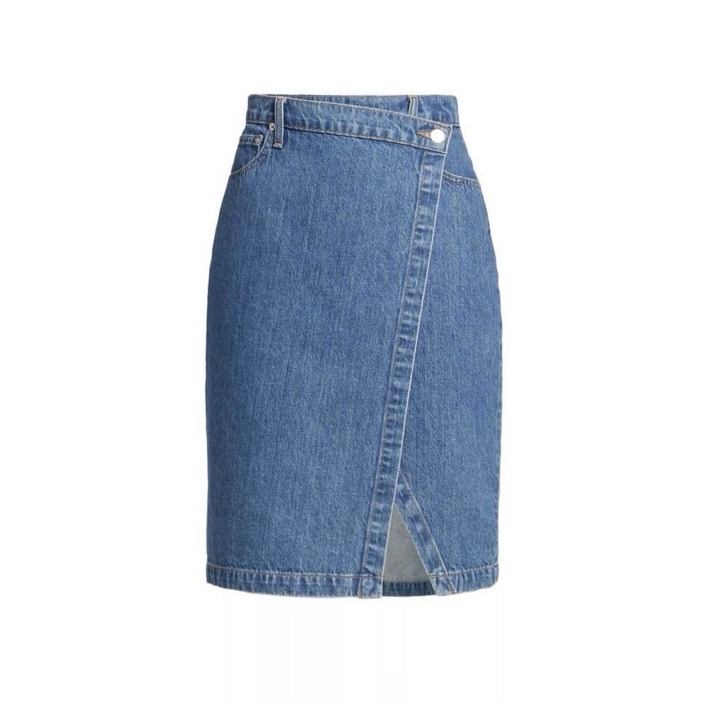 DEREK LAM 10 CROSBY Aine Asymmetrical Denim Skirt in Canal Sz 25 NWT - Picture 2 of 11